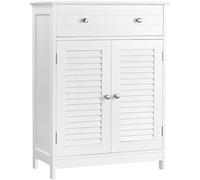 WeHome - Mobiletto bagno salvaspazio Jessica, Mobile da Terra con Ripiano Regolabile Bianco, 60x35x87 cm, Mobiletto in Legno con 2 Ante e Cassettone superiore (Bianco)