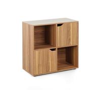 WeHome - mobiletto libreria per ingresso Cubo Moderno Mobiletto Armadietto Scaffale dal design e colori moderni Scaffale per Casa e Ufficio Porta Libri CD (4 cubi, Rovere scuro)