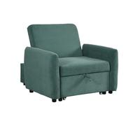 WeHome - Poltrona Letto Con Braccioli In Tessuto Con Piedini Neri, Poltrona Relax Trasformabile In Chaise Longue E In Letto Singolo, Pouf Poltrona Per Camera Da Letto E B&B (Tessuto, Verde Smeraldo)