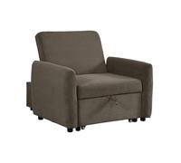 WeHome - Poltrona Letto Con Braccioli In Tessuto Con Piedini Neri, Poltrona Relax Trasformabile In Chaise Longue E In Letto Singolo, Pouf Poltrona Per Camera Da Letto E B&B (Tessuto, Marrone Chiaro)