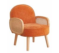 WeHome - Poltroncina Salotto In Tessuto Doris Con Braccioli E Gambe In Legno di faggio, Poltrona Relax Per Camera Da Letto E Soggiorno, Poltrona Per Ingresso, Salotto E Ufficio (Orange)