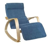 WeHome - Sedia A Dondolo Swing Amor Con Braccioli In Legno, Rocking Chair, Poltrona A Dondolo Con Poggiapiedi Regolabile, Poltrona Salotto, Poltrona Camera Da Letto (Tessuto, Blu)