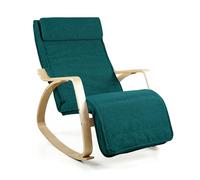 WeHome - Sedia A Dondolo Swing Amor Con Braccioli In Legno, Rocking Chair, Poltrona A Dondolo Con Poggiapiedi Regolabile, Poltrona Salotto, Poltrona Camera Da Letto (Bouclé, Petrolio)