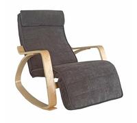 WeHome - Sedia A Dondolo Swing Amor Con Braccioli In Legno, Rocking Chair, Poltrona Con Poggiapiedi Regolabile, Salotto, Camera Da Letto (Tessuto, Grigio Scuro)