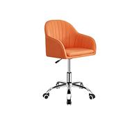 WeHome - Sedia Scrivania ANN, Poltroncina Girevole in Lino, Base Cromata con 5 Ruote, Per Cameretta, Ufficio, Studio e Casa (Arancione, ANN)