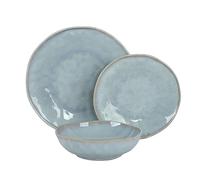 WeHome - Servizio Piatti 6 Persone, Set 18 Pezzi Colorati in Ceramica, Moderni, Lavabile in Lavastoviglie, Compatibile Con Forno a Microonde (Blu)
