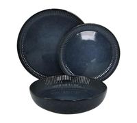 WeHome - Servizio piatto 6 Persone, Set 18 Pezzi, Piatti Colorati Ceramica Modello Erika, Moderni 3 Misure, Lavabile In Lavastoviglie, Compatibile Con Forno A Microonde (Blu)