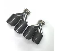 WEHOMY 2 Pz/Set Tubo di Scarico Auto Universale Lucido in Fibra di Carbonio in Acciaio Inox A Doppia Punta Tubo di Scarico Silenziatore Tubo di Coda Terminali Scarico (Size : 67MM in 101MM out)