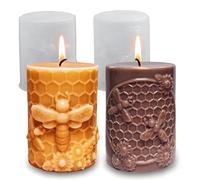 Wehous 2 stampi per candele a forma di ape, stampi cilindrici in silicone per resina, candele, sapone, cera d'api, cera d'api, argilla epossidica, kit fai da te per decorazioni per la casa