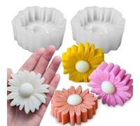 Wehous 2 stampi spessi per candele a forma di margherita in silicone per realizzare candele, margherite, fondente, cioccolato, torte, decorazioni 3D in resina floreale per candele, sapone, argilla