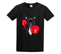WEI ZUI YE Cool Retro Funny French Bulldog Print Hipster Brand Men Simple Tshirt Black L