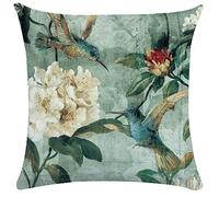 WEIANG Federa per cuscino in stile retrò europeo con fiori e rose, double-face, misura grande, 50 x 50 cm (02)