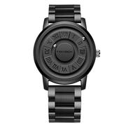 Weicam Orologi unisex alla moda, con numeri romani, levitazione magnetica, quadrante con sfere e quadrante impermeabile, al quarzo, per coppie, Nero (acciaio inox)