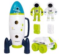 weiclianhp Giocattolo Razzo Spaziale con Suoni e Luci - Playset Shuttle Spaziale con Rover e Astronauti, Regalo Educativo per Bambini 3-8 Anni