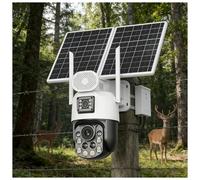 WEICNE Telecamera di Sicurezza Solare per Esterni, Doppio Obiettivo 6 MP, Telecamere di Sicurezza Domestica Wireless Ptz per La Sorveglianza Esterna, Grandangolo 350° 36xzoom+64GBSD