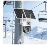 WEICNE Telecamera di Sicurezza Wireless per Esterni A Doppio Obiettivo 6 MP,Telecamera di Sorveglianza Domestica Senza Wi-Fi,Panoramica A 355°,Inclinazione A 90°,Audio Bidirezionale,Ip66 36xzoom