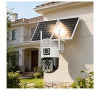 WEICNE Telecamere di Sicurezza Solare Wireless per Esterni, Doppio Obiettivo Ptz con Zona di Movimento, Audio Bidirezionale, Visione Notturna, Ip66, con/Senza Scheda SD 36xzoom+64GBSD