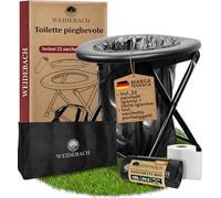 WEIDEBACH® WC da campeggio stabile e leggero, WC pieghevole facilmente trasportabile con 22 sacchetti inclusi, ideale per il campeggio, le escursioni in moto, WC pieghevole.