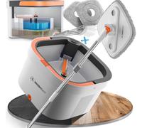 Weidenbach Set di mocio con secchio | Sistema a 2 camere per la separazione pulita di sporco e acqua pulita | Tergicristallo per una pulizia efficiente, funzione strizzacervelli (grigio)