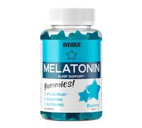 Weider Melatonin Gummies (60 Caramelle Gommose) Sapore di Mirtillo, con 1mg di Melatonina per dose, Aiuta para il Sonno e contro il Jet lag, Senza Glutine, Senza Zucchero