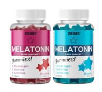 Weider PACK DUO Melatonin Gummies (2x60 Gommose) Fragola e Mirtillo | Con 1mg di Melatonina per dose, Aiuta para il Sonno e contro il Jet lag, Senza Glutine, Senza Zucchero