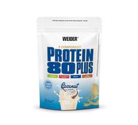 Weider Protein 80 Plus Multicomponenti, Sapore - Cocco, Proteine in Polvere per Shake Cremosi, Mix di Proteine, pochi Grassi e Zuccheri, 1x500 gr