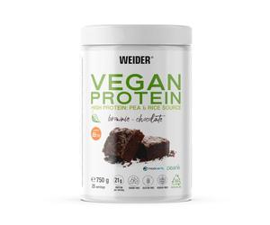 Weider Vegan Protein (750g) Gusto Cioccolato, Proteine Vegane 21g/dose | Proteina di piselli (pisano) 100% vegetale + riso, vitamina B12, fibra di acacia, stevia, senza zucchero, senza glutine