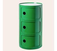 WEIDPHL Comodino Rotondo, Comodino con 3 Cassetti, Tavolino, Mobiletto Portaoggetti con Anta Scorrevole per Soggiorno, Camera da Letto, Bagno,Verde