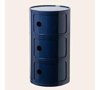 WEIDPHL Comodino Rotondo, Comodino con 3 Cassetti, Tavolino, Mobiletto Portaoggetti con Anta Scorrevole per Soggiorno, Camera da Letto, Bagno,Blu