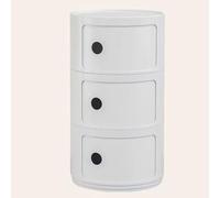 WEIDPHL Comodino Rotondo, Comodino con 3 Cassetti, Tavolino, Mobiletto Portaoggetti con Anta Scorrevole per Soggiorno, Camera da Letto, Bagno,Bianca