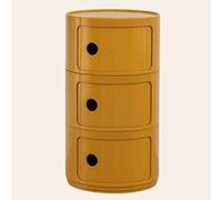 WEIDPHL Comodino Rotondo, Comodino con 3 Cassetti, Tavolino, Mobiletto Portaoggetti con Anta Scorrevole per Soggiorno, Camera da Letto, Bagno,Turmeric