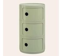 WEIDPHL Comodino Rotondo, Comodino con 3 Cassetti, Tavolino, Mobiletto Portaoggetti con Anta Scorrevole per Soggiorno, Camera da Letto, Bagno,Matcha Green
