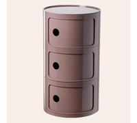 WEIDPHL Comodino Rotondo, Comodino con 3 Cassetti, Tavolino, Mobiletto Portaoggetti con Anta Scorrevole per Soggiorno, Camera da Letto, Bagno,Marrone