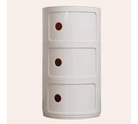 WEIDPHL Comodino Rotondo, Comodino con 3 Cassetti, Tavolino, Mobiletto Portaoggetti con Anta Scorrevole per Soggiorno, Camera da Letto, Bagno,Beige