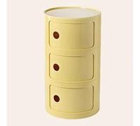 WEIDPHL Comodino Rotondo, Comodino con 3 Cassetti, Tavolino, Mobiletto Portaoggetti con Anta Scorrevole per Soggiorno, Camera da Letto, Bagno,Giallo