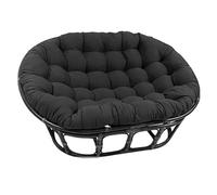 WEIDPHL Cuscino per Sedia Papasan Doppio, Cuscino per Sedia A Forma di Amaca A Forma di Uovo Appeso con Lacci, Cuscino per Seduta in Cotone Oversize per Giardino Esterno da Patio,Nero
