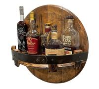 WEIDPHL Scaffale Portaoggetti Rotondo in Legno, Scaffale Portaoggetti, Scaffale per Botte di Whisky Bourbon, Portabottiglie Vintage A Parete Espositore Artigianale