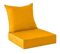WEIDPHL Set di 2 Cuscini per Esterni da Patio, Sfoderabili, con Seduta Profonda E Schienale, Cuscini Impermeabili con Cinghie Regolabili per Giardino.,Giallo