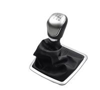 WEIFANAA Pomelli Leva Cambio Per Ford Per Focus 2 MK2 FL Per C-MAX 2006-2011 MK3 MK4 MK7 Con Copertura Antipolvere In Pelle Leva Del Pomello Del Cambio Manuale(5 Speed Silver)