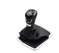 WEIFANAA Pomelli Leva Cambio Per Ford Per Focus 2 MK2 FL Per C-MAX 2006-2011 MK3 MK4 MK7 Con Copertura Antipolvere In Pelle Leva Del Pomello Del Cambio Manuale(6 Speed Black)