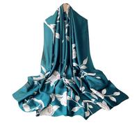 WEIGEER Sciarpa di seta da donna scialle di loto sciarpa da collo sciarpa lunga avvolgente sciarpa Painting Bridal Shawl Chiffon Scarf Muslim Colorful Cloth floral silk scarf Chain (Fiore Blu)