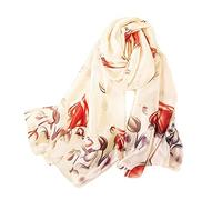 WEIGEER Sciarpa di seta da donna scialle di loto sciarpa da collo sciarpa lunga avvolgente sciarpa Painting Bridal Shawl Chiffon Scarf Muslim Colorful Cloth floral silk scarf Chain