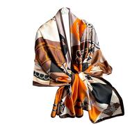 WEIGEER Sciarpa di seta da donna Silk Scarf Women Shawl Neckerchief Head Wrap Beach Scarf Vintage Bridal Shawl Chiffon Scarf Muslim Colorful Cloth Christmas (Borsa arancione)