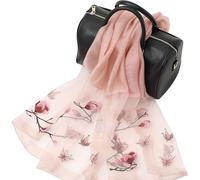 WEIGEER Silk Scarf Sciarpa da donna in seta Shawl Satin Natural Pure Hijab Thin Masks Silk Cloth Luxury Binder seta da donna muslin Lotus Beach Scarf (Rosa)