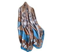 WEIGEER Silk Scarf Women Blue Shawl Stain Neckerchief Head Wraps Thin Scarf Ladies Beach Shawl Vintage Painting Bridal Belt Chiffon Scarf Muslim Colourful Cloth Birthday gifts