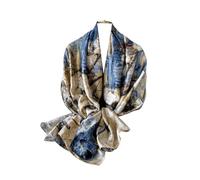 WEIGEER Silk Scarf Women Blue Shawl Stain Neckerchief Head Wraps Thin Scarf Ladies Beach Shawl Vintage Painting Bridal Belt Chiffon Scarf Muslim Colourful Cloth Birthday gifts
