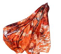 WEIGEER Silk Scarf Women Shawl Orange Stain Neckerchief Head Wrap Thin Ladies Beach Shawl Vintage Bridal Chiffon Muslim Colorful Cloth Christmas Belt