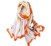 WEIGEER Silk Scarf Women Shawl White Scarf Stain Neckerchief Head Wrap Thin Scarf Ladies Beach Shawl Vintage Bridal Chiffon Scarf Muslim Colorful Cloth Christmas Decorations Scarf Belt Orange, bianco-arancio