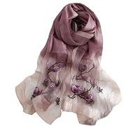 WEIGEER Silk Scarf Women Silk Shawl Satin Scarf Natural Wool Scarf Pure Muslin Hijab Thin Masks Silk Cloth luxury Binder Senior Handmade Seidentuch Damen Lotus Beach Scarf Purple 180 * 70CM