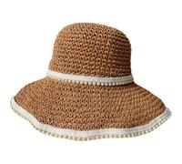 WEIGEER Straw Hat Women Beach Sun Hat Chapeau de Paille pour Femme Chapeau de Soleil de Plage Pliable à Large Bord Chapeau d'été pour de Paille pour Soleil (Paglia, Kaki-Perla)